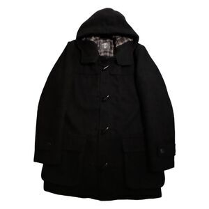 L.O.G.G Men S Black Flannel Lined Duffle Coat Heavy Wool Blend